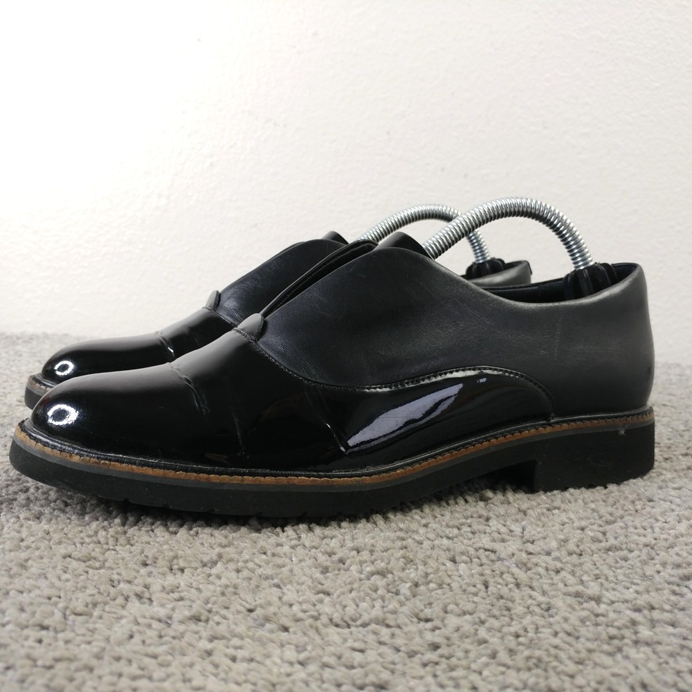 Rockport Total Motion Abelle Slipon Oxford Womens 5.5 Black Patent Leather Shoes